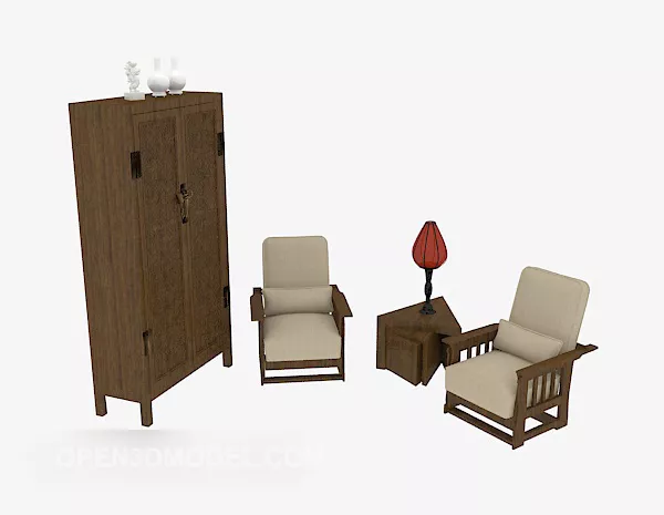 Side Wardrobe With Small Drawers 3d model