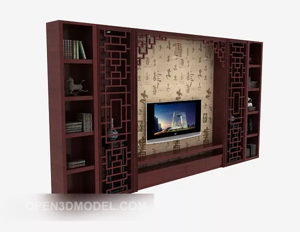 Tv Background Wall Dark Wood 3d model Tv Background Wall Dark Wood 3d model