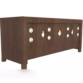 Chinese Solid Brown Wood Tv Cabinet 3d model