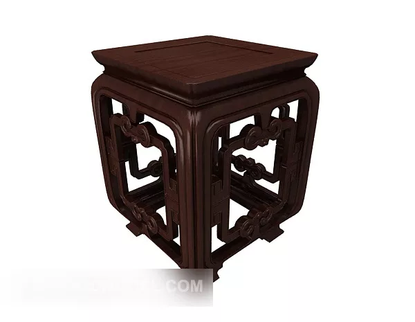 Chinese Solid Wood Retro Side Table 3d model Chinese Solid Wood Retro Side Table 3d model