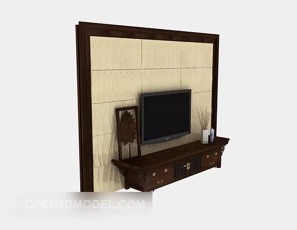 Chinese Style Tv Wall 3d model Chinese Style Tv Wall 3d model