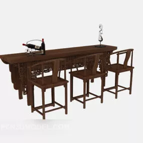 Chinese Style Bar Table Table And Chair Combination 3d model