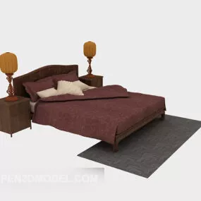 Chinese Style Bed Full Set 3d model
