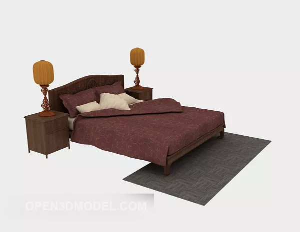 Chinese Style Bed Full Set 3d model Chinese Style Bed Full Set 3d model