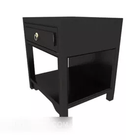 Chinese Style Walnut Bedside Table 3d model