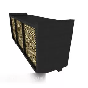 Chinese Black Wood Side Cabinet Furniture 3d model