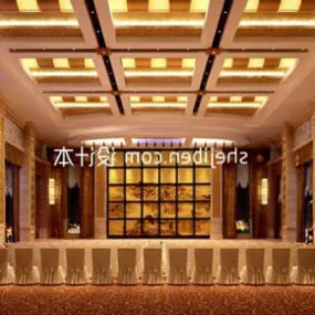 Chinese Style Conference Hall Interior 3d model