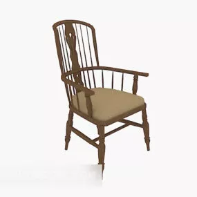 Chinese Style High-backed Wooden Chair 3d model