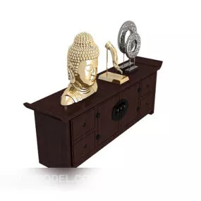 Chinese Style Home Side Cabinet 3d model