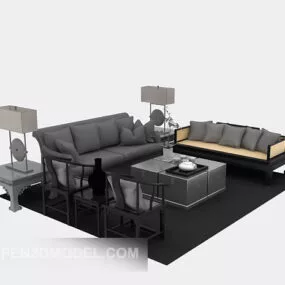 Chinese Style Multi-seaters Sofa 3d model