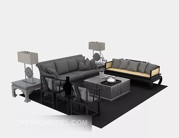 Chinese Style Multi-seaters Sofa 3d model Chinese Style Multi-seaters Sofa 3d model