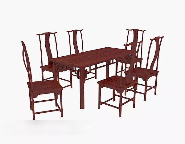Chinese Style Multi-seaters Table Chair Furniture 3d model Chinese Style Multi-seaters Table Chair Furniture 3d model
