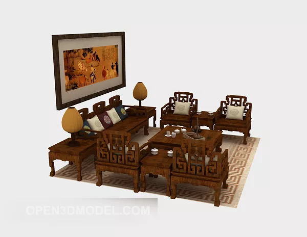 Chinese Style Solid Wood Sofa V1 3d model Chinese Style Solid Wood Sofa V1 3d model