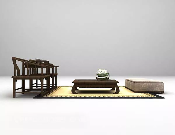 Chinese Style Table And Chair Living Room 3d model Chinese Style Table And Chair Living Room 3d model