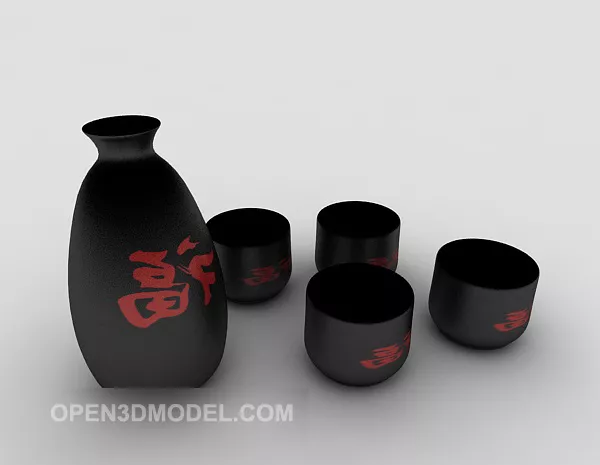 Set Wine Bottle Without Shelf 3d model