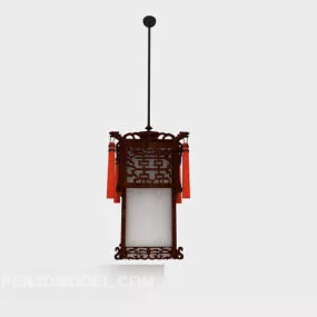 Chinese Style Wooden Chandelier 3d model