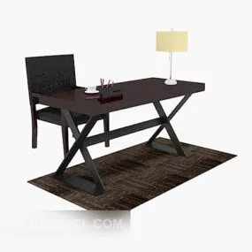 Chinese Style Wooden Desk 3d model