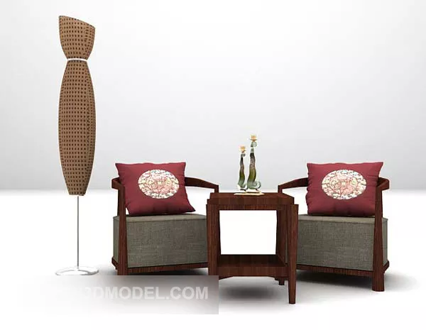 Chinese Table And Chair Combination Set 3d model Chinese Table And Chair Combination Set 3d model