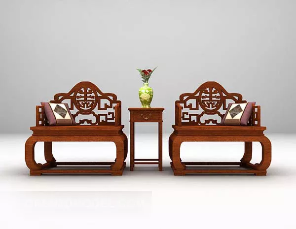 Chinese Wood Table Chair Furniture Set 3d model Chinese Wood Table Chair Furniture Set 3d model