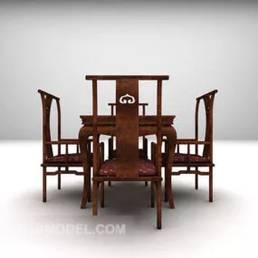 Chinese Wooden Table And Chair Modern Design 3d model