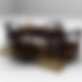 Traditional Chinese Table And Chair With Carpet 3d model