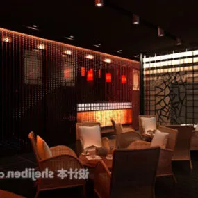 Chinese Tea House Partition Decor 3d model