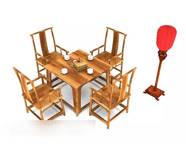 Chinese Tea Table And Chair Combination 3d model Chinese Tea Table And Chair Combination 3d model