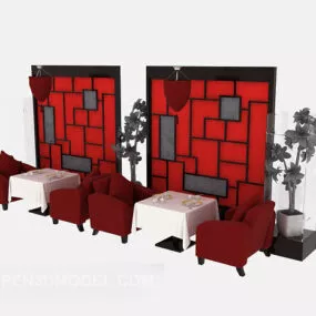 Chinese Wall With Table 3d model