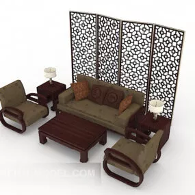 Chinese Sets Wooden Combination Sofa 3d model