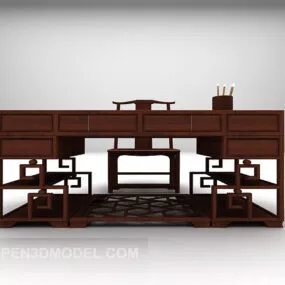 Chinese Wooden Desk Traditional Furniture 3d model