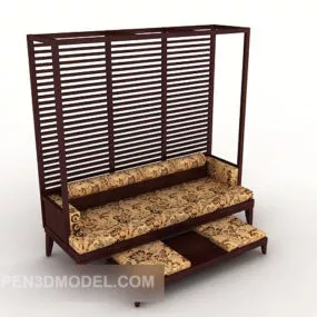 Chinese Wooden Double Sofa 3d model