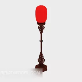 Chinese Retro Wooden Floor Lamp 3d model