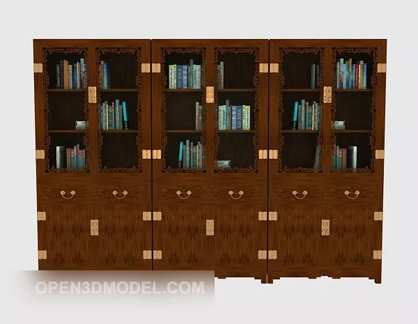Modern Bookcase Black Wood 3d model