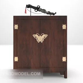 Chinese Antique Wooden Side Cabinet 3d model