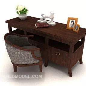 Chinese Furniture Wooden Table Chair 3d model