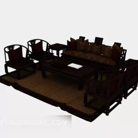 Chinese Wooden Table And Chair 3d model