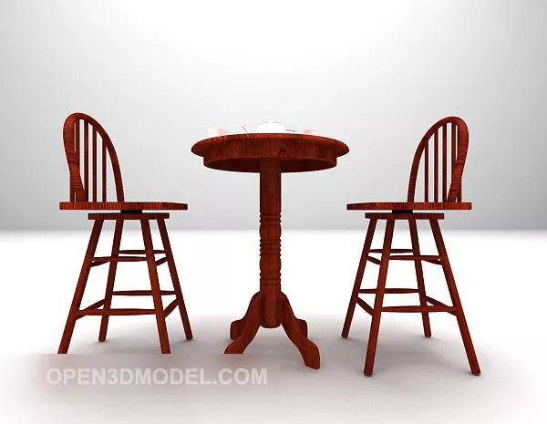 Chinese Round Wooden Table And Chairs 3d model Chinese Round Wooden Table And Chairs 3d model