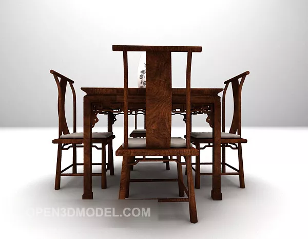 Chinese Style Wooden Table And Chairs 3d model Chinese Style Wooden Table And Chairs 3d model