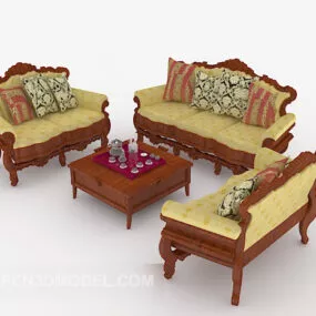 Chinese Yellow Brown Sofa Sets 3d model