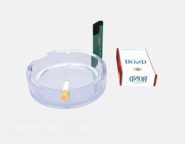 Cigarettes, Lighters, Ashtrays 3d model Cigarettes, Lighters, Ashtrays 3d model