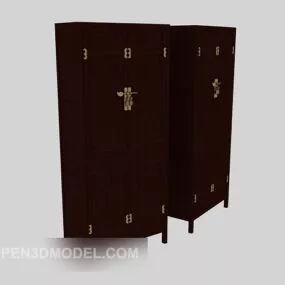 Classic Wardrobe Brown Wood 3d model