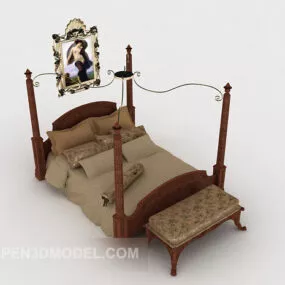 Classic European Style Double Bed 3d model