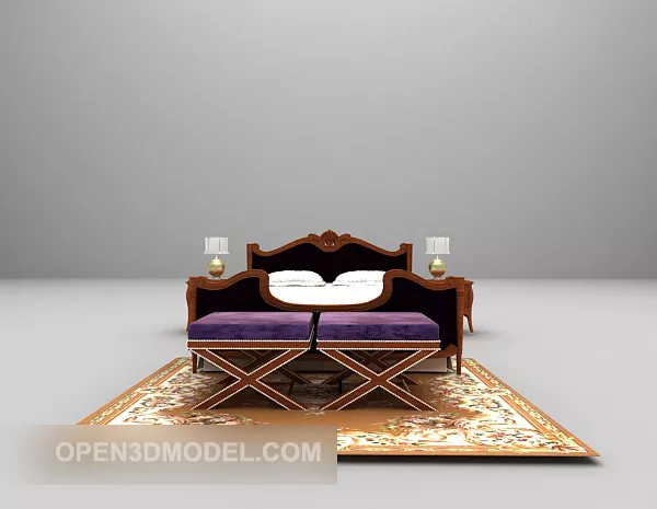 Classic Style Double Bed 3d model Classic Style Double Bed 3d model