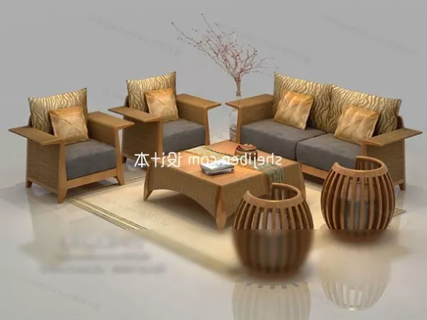 Combination Rattan Sofa Chairs 3d model Combination Rattan Sofa Chairs 3d model