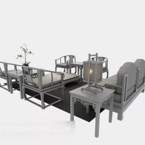 Chinese Wood Sofa Traditional 3d model