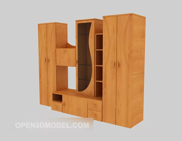 Combined Wardrobe With Display Cabinet 3d model Combined Wardrobe With Display Cabinet 3d model
