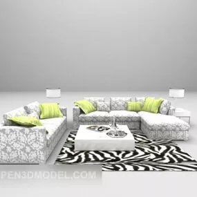 Combined White Sofa Furniture 3d model