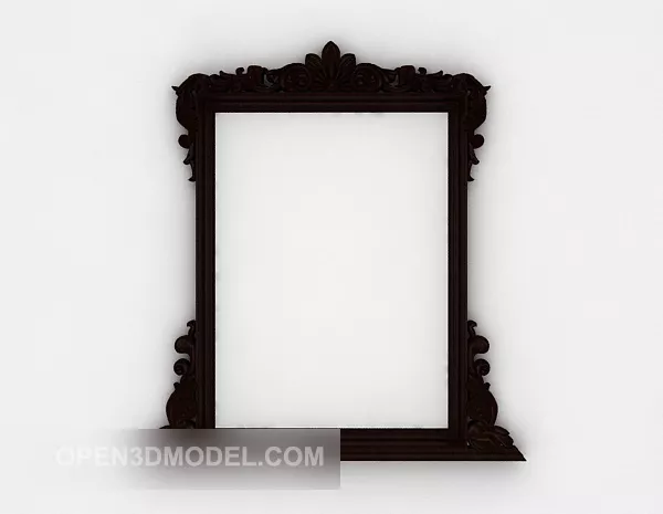 Round Mirror With Carved Frame 3d model