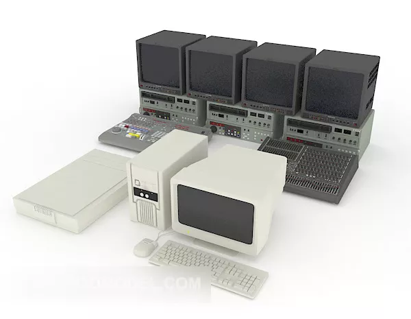 Office Work Desk With Computer 3d model