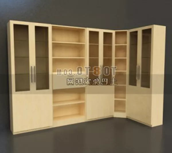 Corner Bookcase Wooden Design 3d model Corner Bookcase Wooden Design 3d model